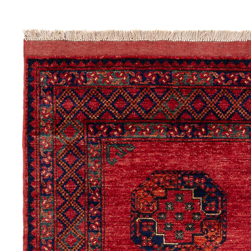 Alfombra afgana - Kunduz - 198 x 154 cm - rojo