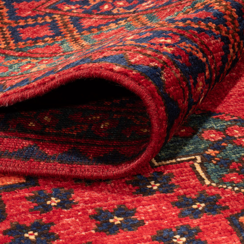 Alfombra afgana - Kunduz - 198 x 154 cm - rojo