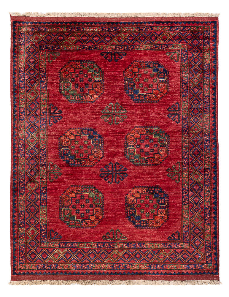 Alfombra afgana - Kunduz - 194 x 156 cm - rojo