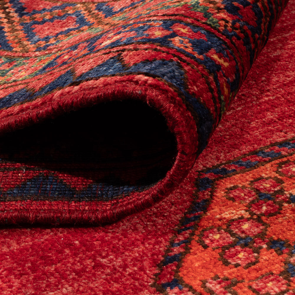 Alfombra afgana - Kunduz - 194 x 156 cm - rojo