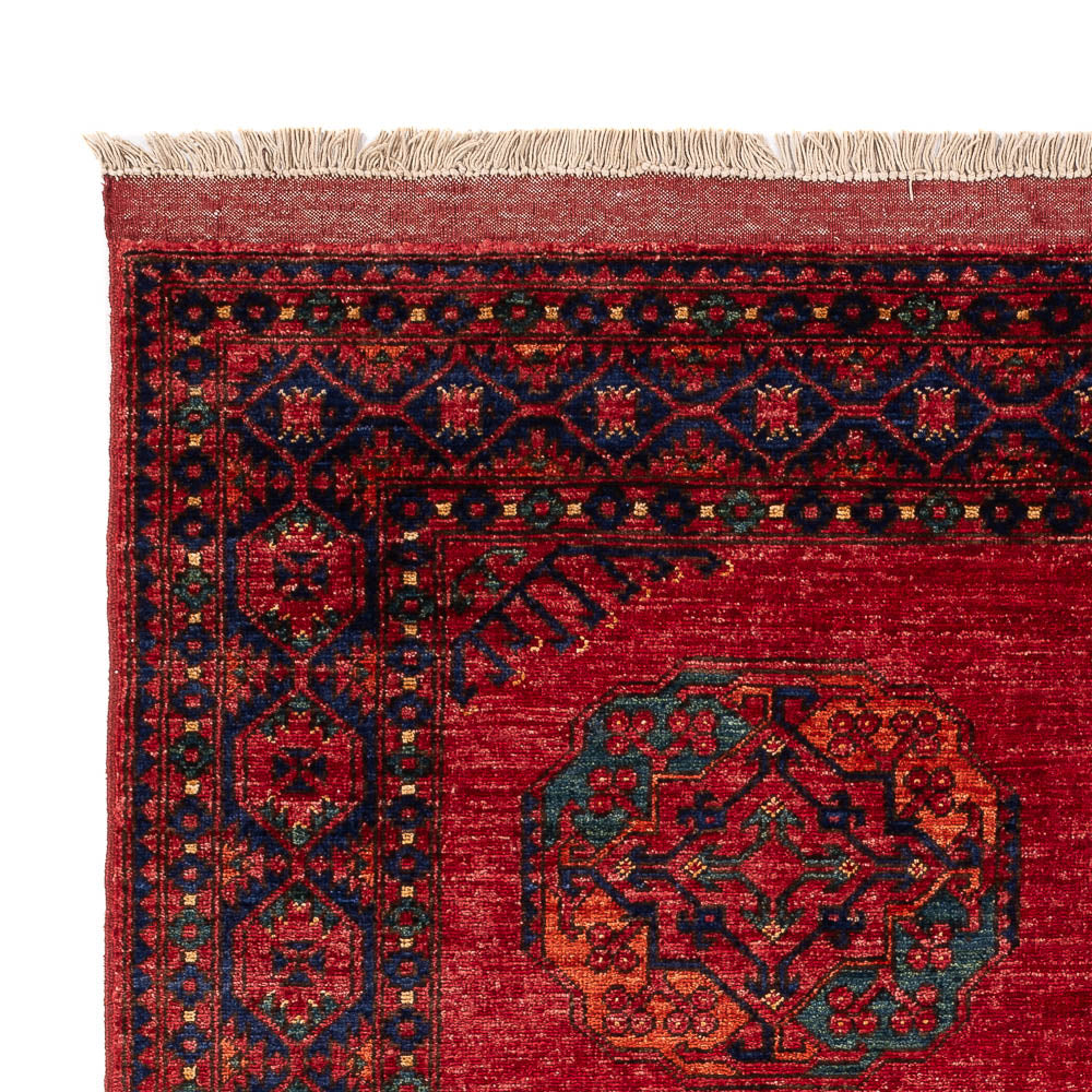Alfombra afgana - Kunduz - 198 x 155 cm - rojo