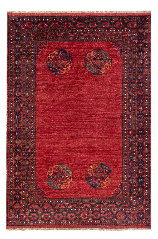 Alfombra afgana - Kunduz - 294 x 203 cm - rojo