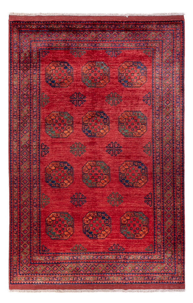 Alfombra afgana - Kunduz - 305 x 203 cm - rojo