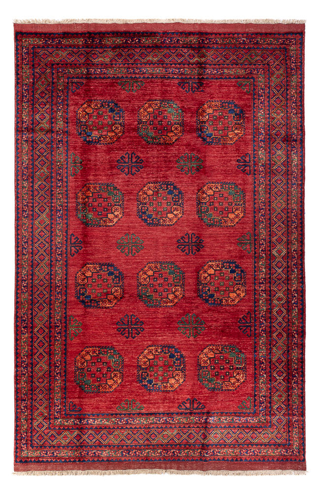 Alfombra afgana - Kunduz - 300 x 201 cm - rojo