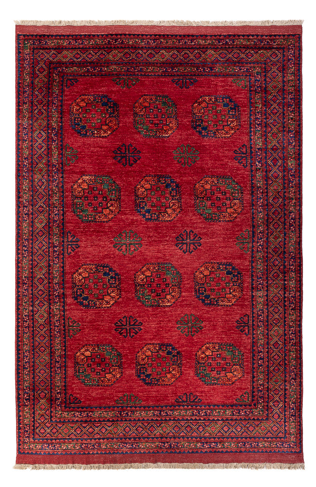 Alfombra afgana - Kunduz - 298 x 201 cm - rojo