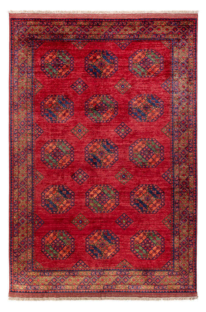 Alfombra afgana - Kunduz - 301 x 200 cm - rojo