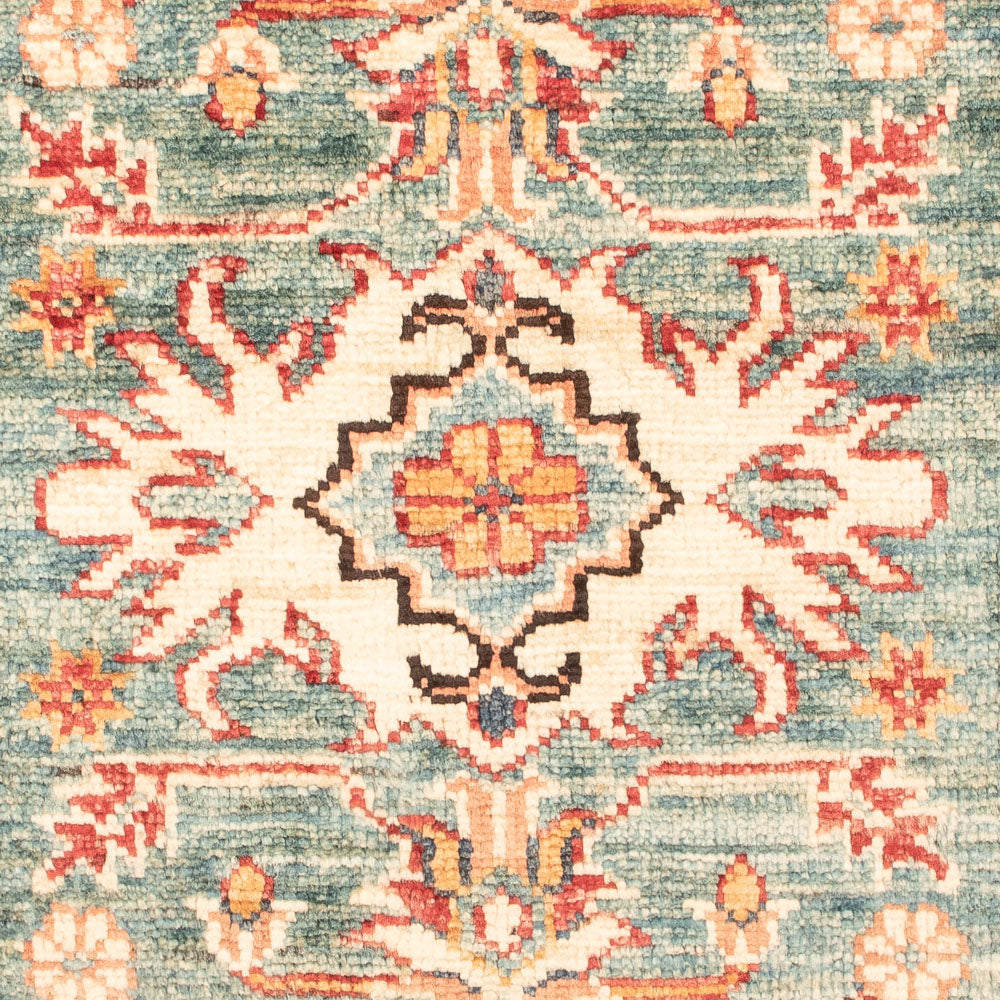 Alfombra Ziegler - Kazak - Real - 91 x 59 cm - verde claro