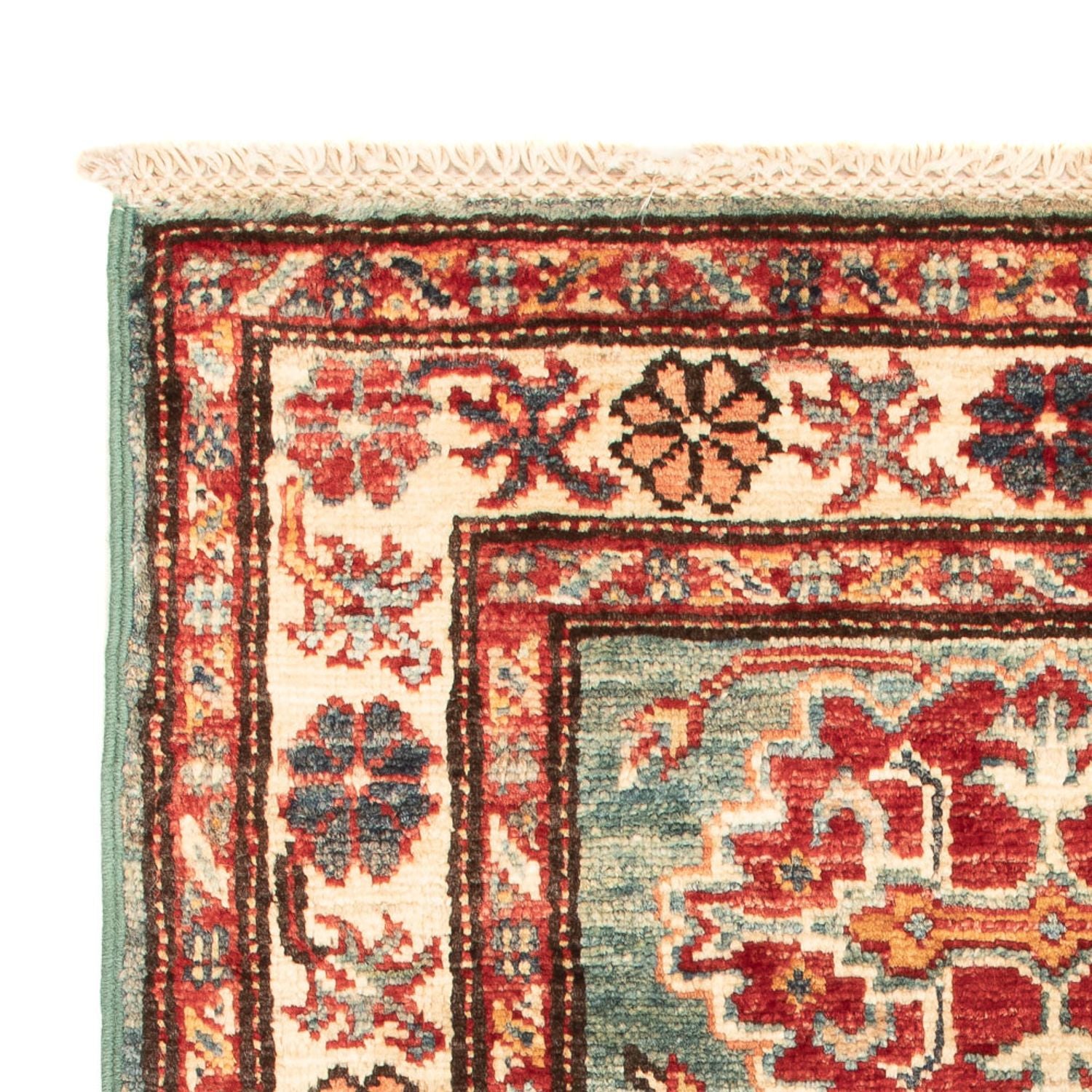 Alfombra Ziegler - Kazak - Real - 92 x 57 cm - verde claro