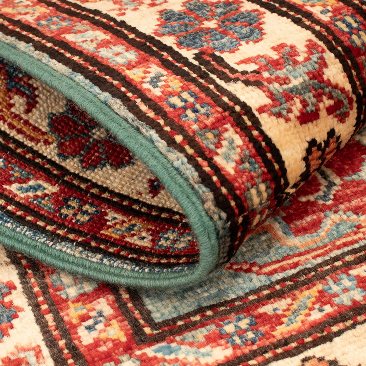 Alfombra Ziegler - Kazak - Real - 92 x 57 cm - verde claro