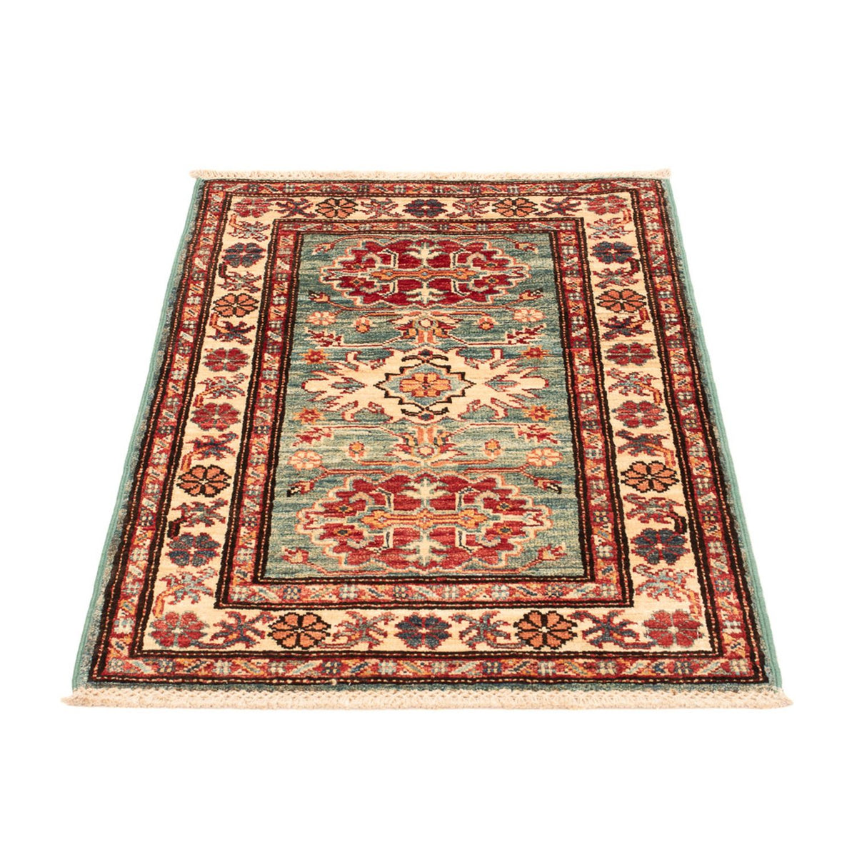 Alfombra Ziegler - Kazak - Real - 92 x 57 cm - verde claro