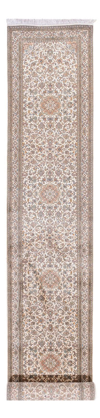 Alfombra de pasillo Alfombra de seda - Seda de Cachemira - 480 x 79 cm - beige oscuro