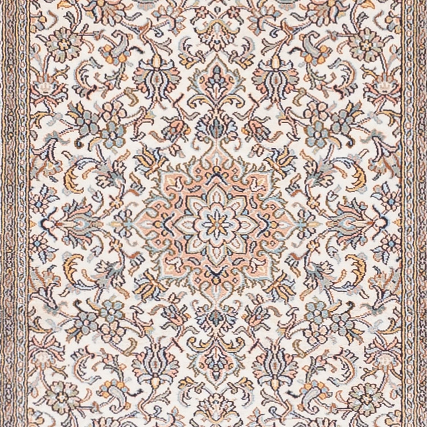 Alfombra de pasillo Alfombra de seda - Seda de Cachemira - 480 x 79 cm - beige oscuro