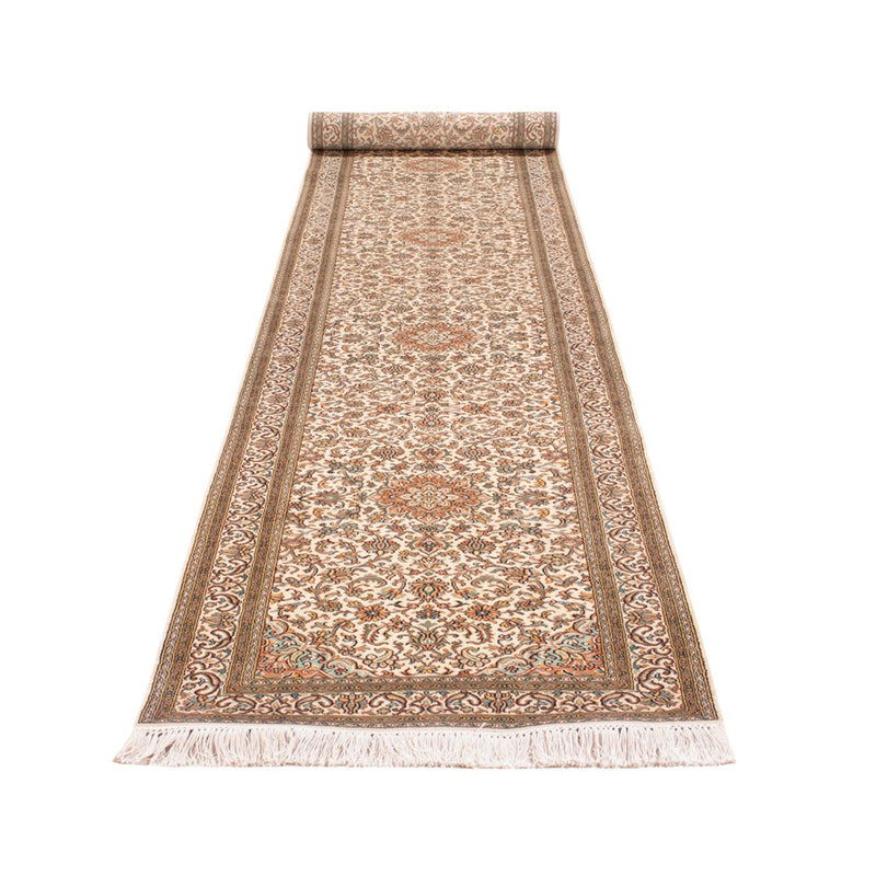 Alfombra de pasillo Alfombra de seda - Seda de Cachemira - 480 x 79 cm - beige oscuro