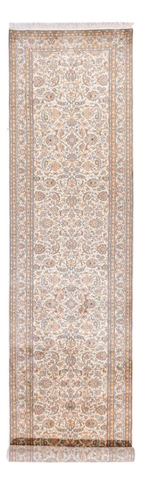 Alfombra de pasillo Alfombra de seda - Seda de Cachemira - 447 x 98 cm - crema