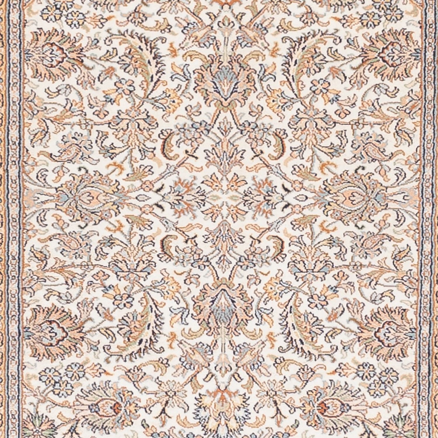 Alfombra de pasillo Alfombra de seda - Seda de Cachemira - 447 x 98 cm - crema