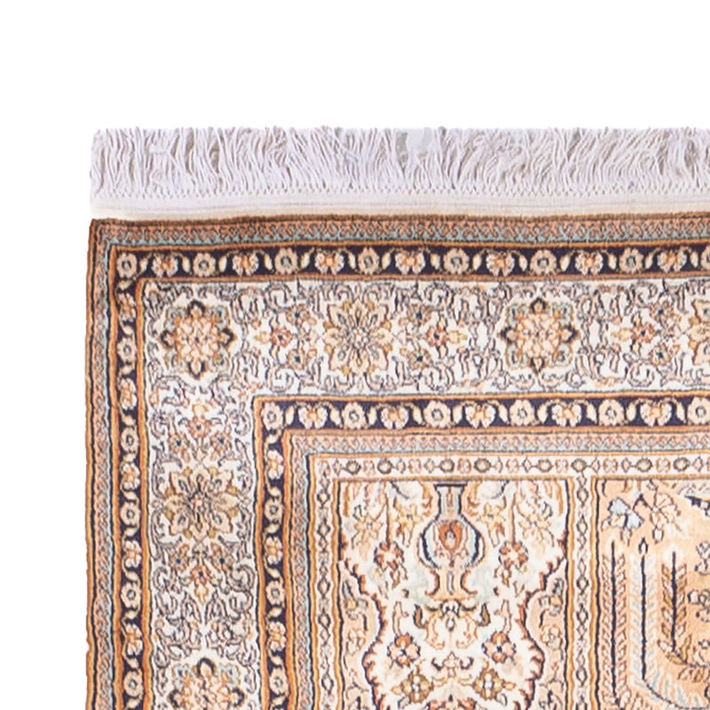 Alfombra de pasillo Alfombra de seda - Seda de Cachemira - 452 x 97 cm - crema