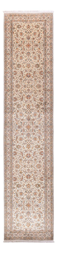 Alfombra de pasillo Alfombra de seda - Seda de Cachemira - 444 x 94 cm - beige