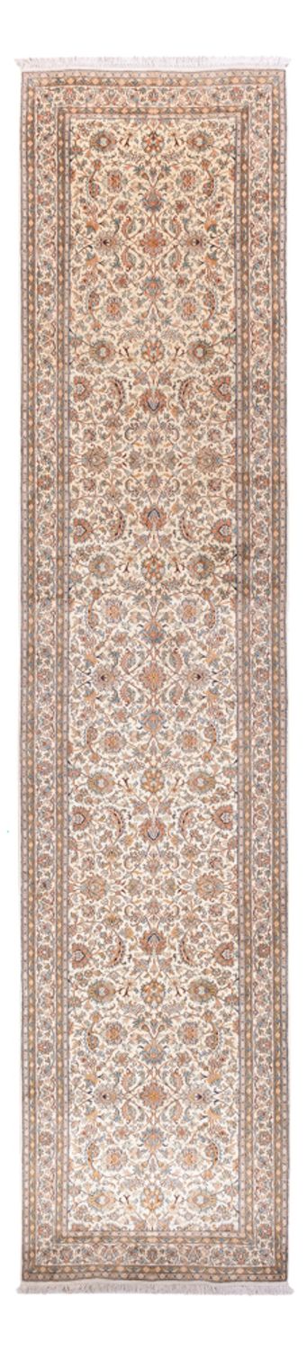 Alfombra de pasillo Alfombra de seda - Seda de Cachemira - 444 x 94 cm - beige
