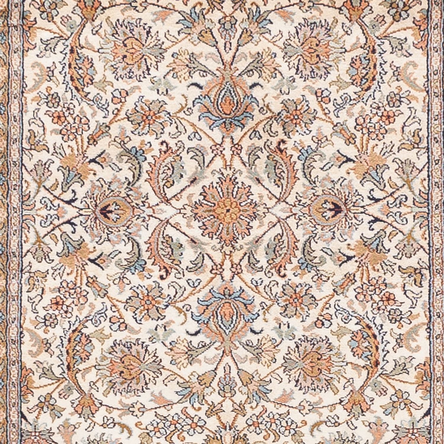 Alfombra de pasillo Alfombra de seda - Seda de Cachemira - 444 x 94 cm - beige