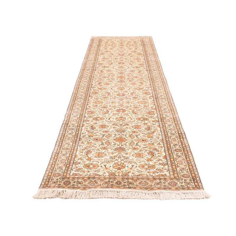 Alfombra de pasillo Alfombra de seda - Seda de Cachemira - 444 x 94 cm - beige