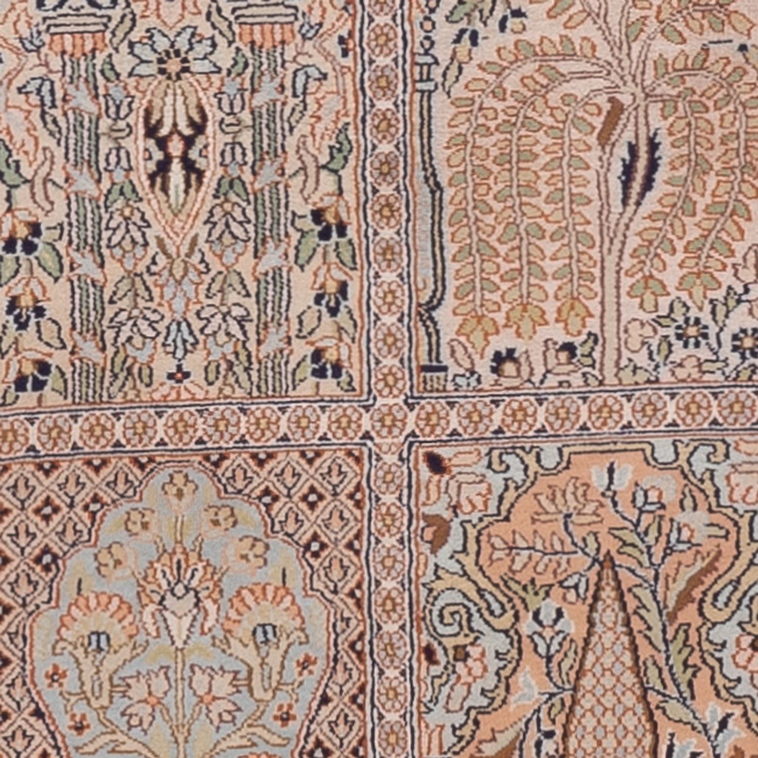 Alfombra de pasillo Alfombra de seda - Seda de Cachemira - 259 x 79 cm - beige oscuro
