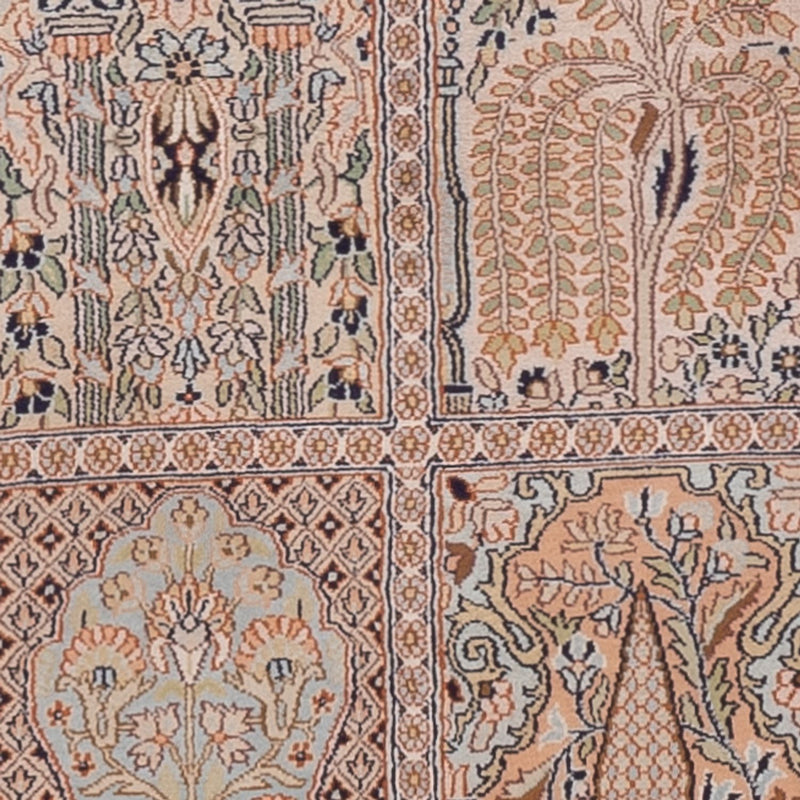 Alfombra de pasillo Alfombra de seda - Seda de Cachemira - 259 x 79 cm - beige oscuro
