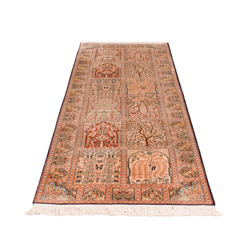 Alfombra de pasillo Alfombra de seda - Seda de Cachemira - 259 x 79 cm - beige oscuro