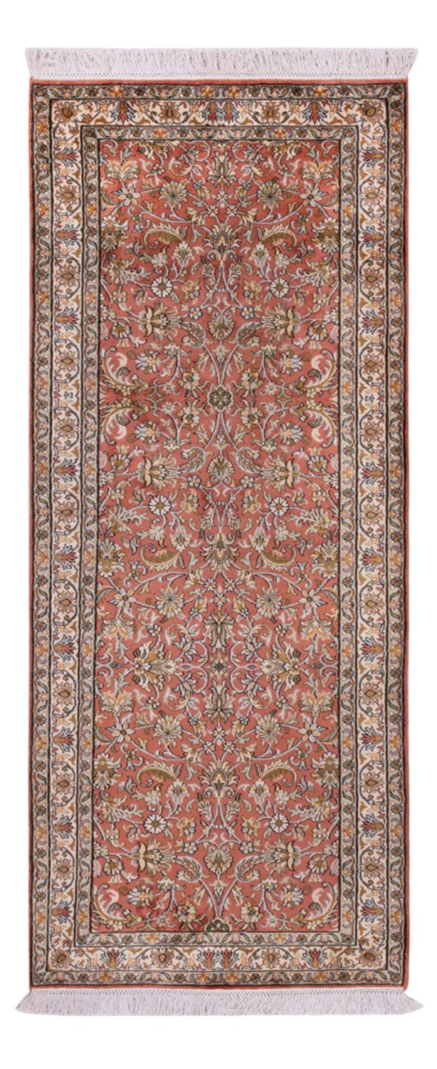 Alfombra de pasillo Alfombra de seda - Seda de Cachemira - 188 x 78 cm - rojo claro