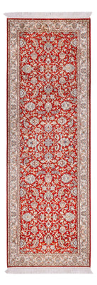 Alfombra de pasillo Alfombra de seda - Seda de Cachemira - 242 x 79 cm - rojo