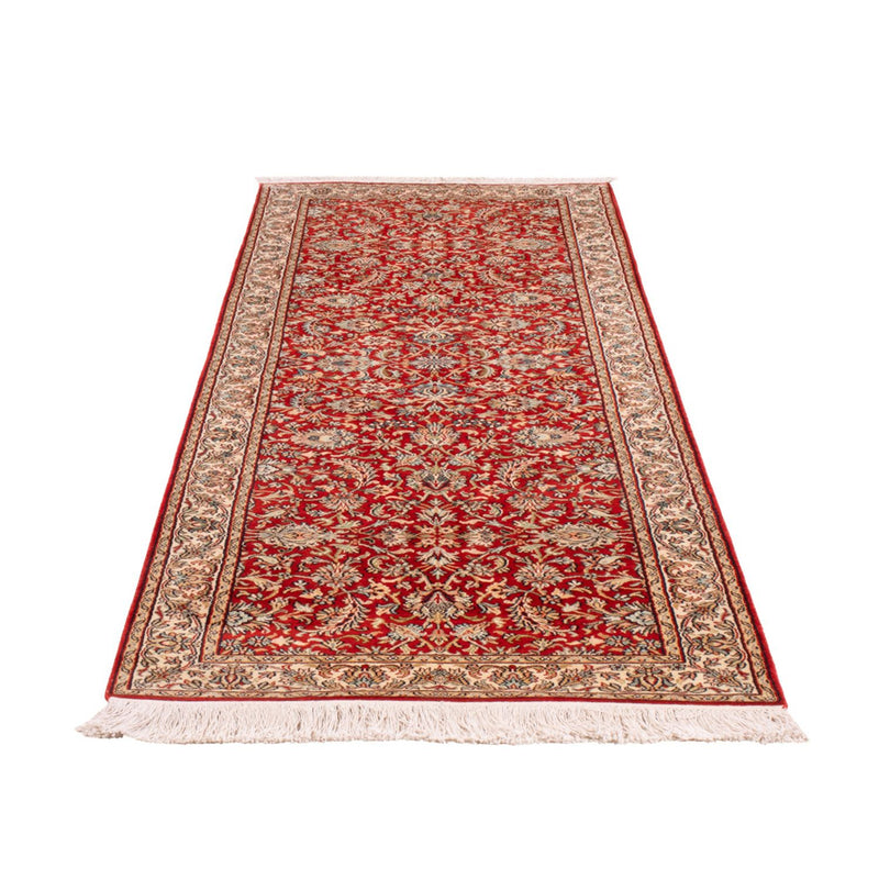 Alfombra de pasillo Alfombra de seda - Seda de Cachemira - 242 x 79 cm - rojo