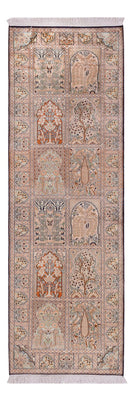 Alfombra de pasillo Alfombra de seda - Seda de Cachemira - 243 x 80 cm - beige oscuro
