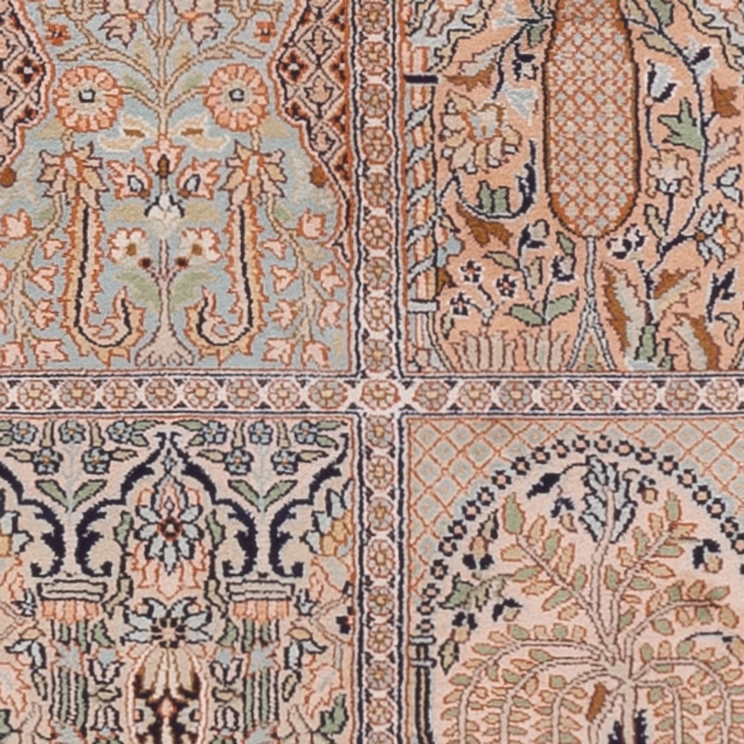Alfombra de pasillo Alfombra de seda - Seda de Cachemira - 243 x 80 cm - beige oscuro
