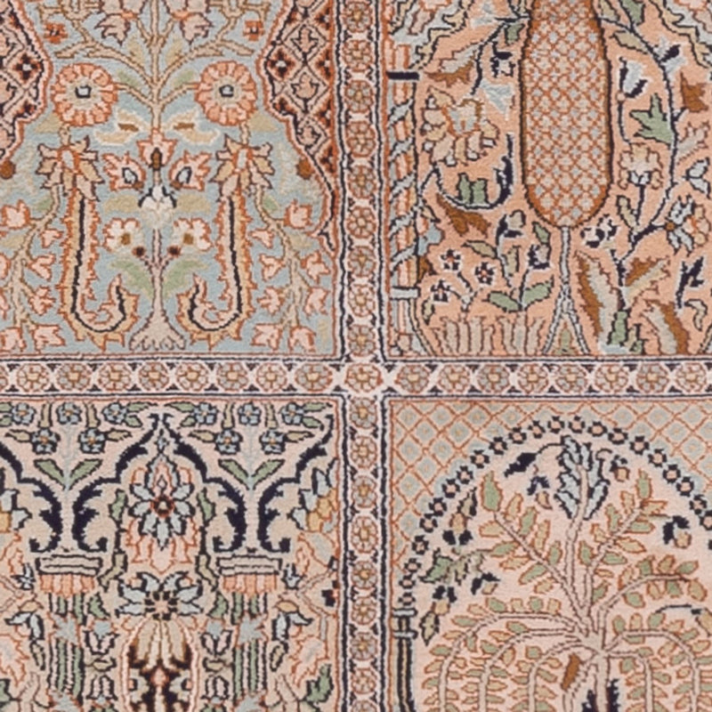 Alfombra de pasillo Alfombra de seda - Seda de Cachemira - 243 x 80 cm - beige oscuro