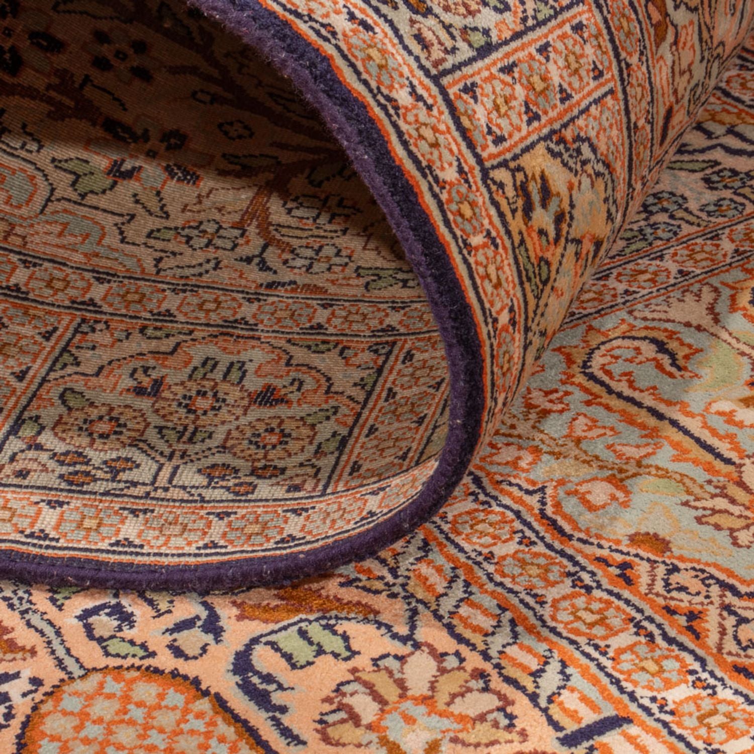 Alfombra de pasillo Alfombra de seda - Seda de Cachemira - 243 x 80 cm - beige oscuro