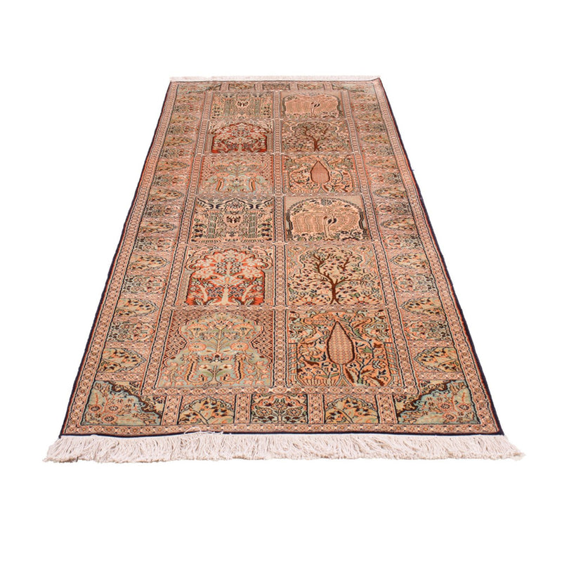 Alfombra de pasillo Alfombra de seda - Seda de Cachemira - 243 x 80 cm - beige oscuro