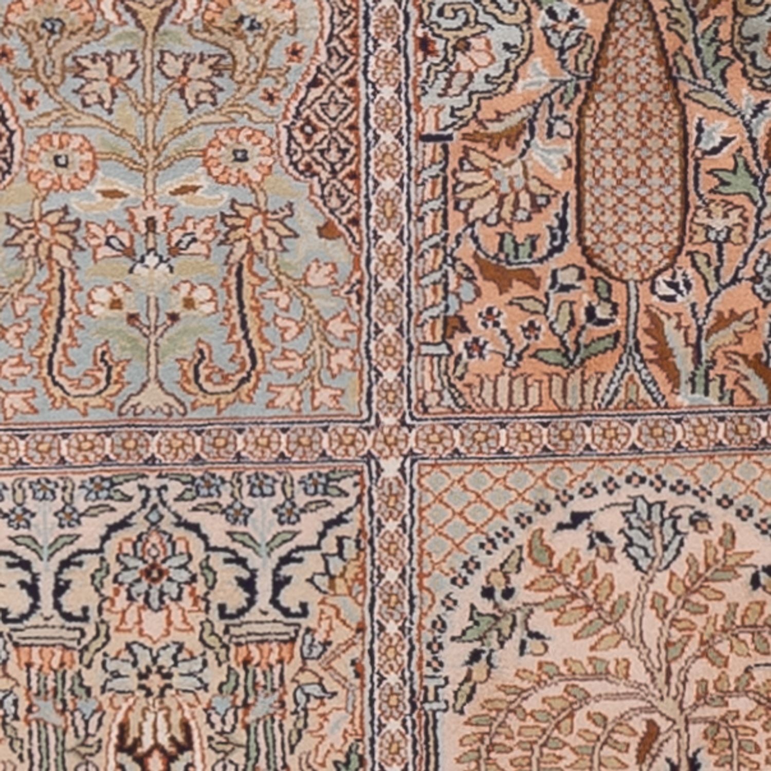 Alfombra de pasillo Alfombra de seda - Seda de Cachemira - 237 x 79 cm - beige oscuro