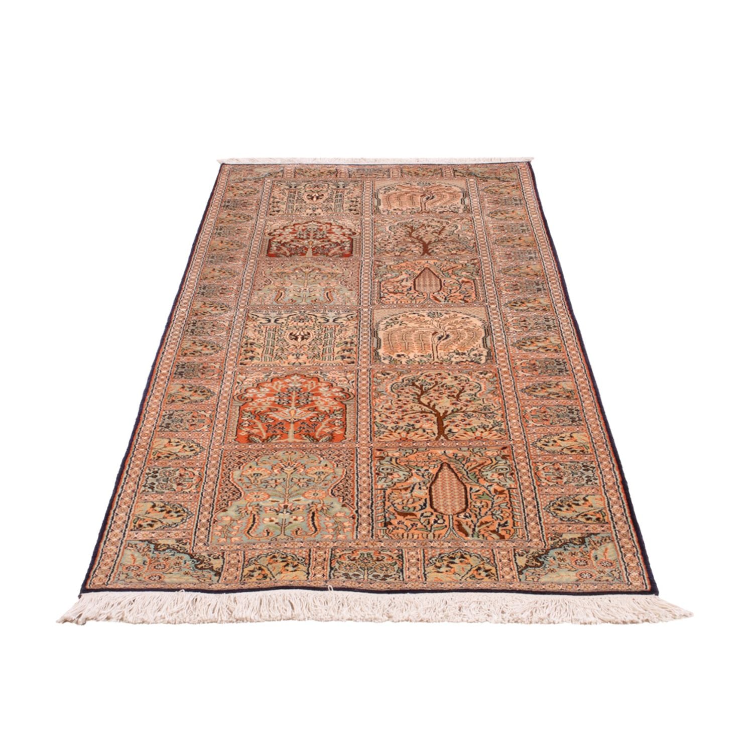 Alfombra de pasillo Alfombra de seda - Seda de Cachemira - 237 x 79 cm - beige oscuro
