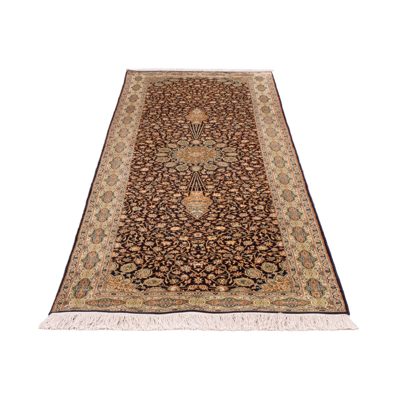 Alfombra de pasillo Alfombra de seda - Seda de Cachemira - 255 x 81 cm - beige oscuro