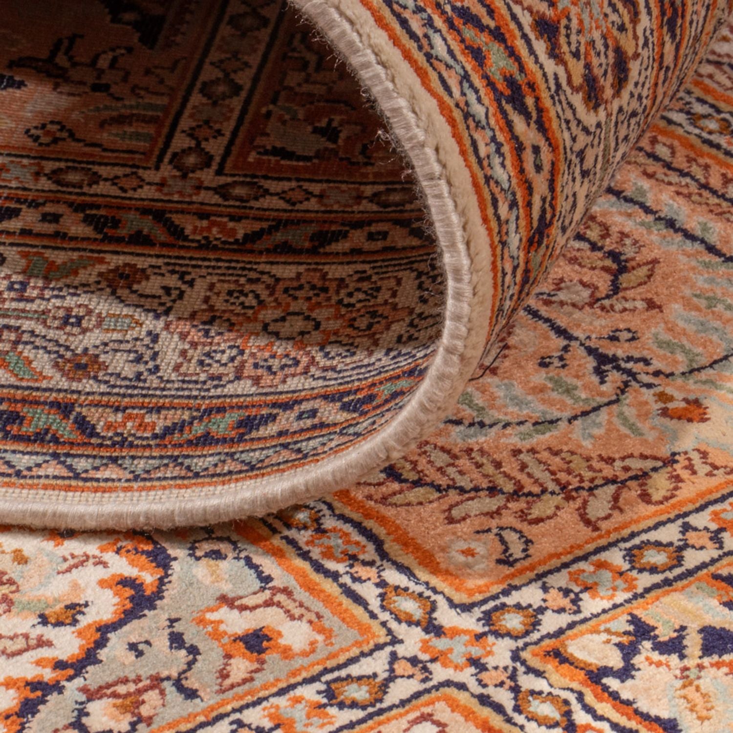 Alfombra de pasillo Alfombra de seda - Seda de Cachemira - 305 x 81 cm - beige oscuro