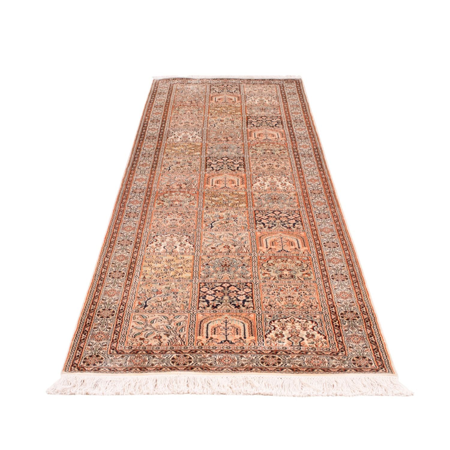 Alfombra de pasillo Alfombra de seda - Seda de Cachemira - 305 x 81 cm - beige oscuro