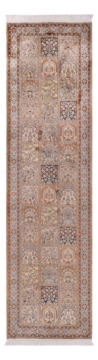 Alfombra de pasillo Alfombra de seda - Seda de Cachemira - 307 x 81 cm - beige oscuro