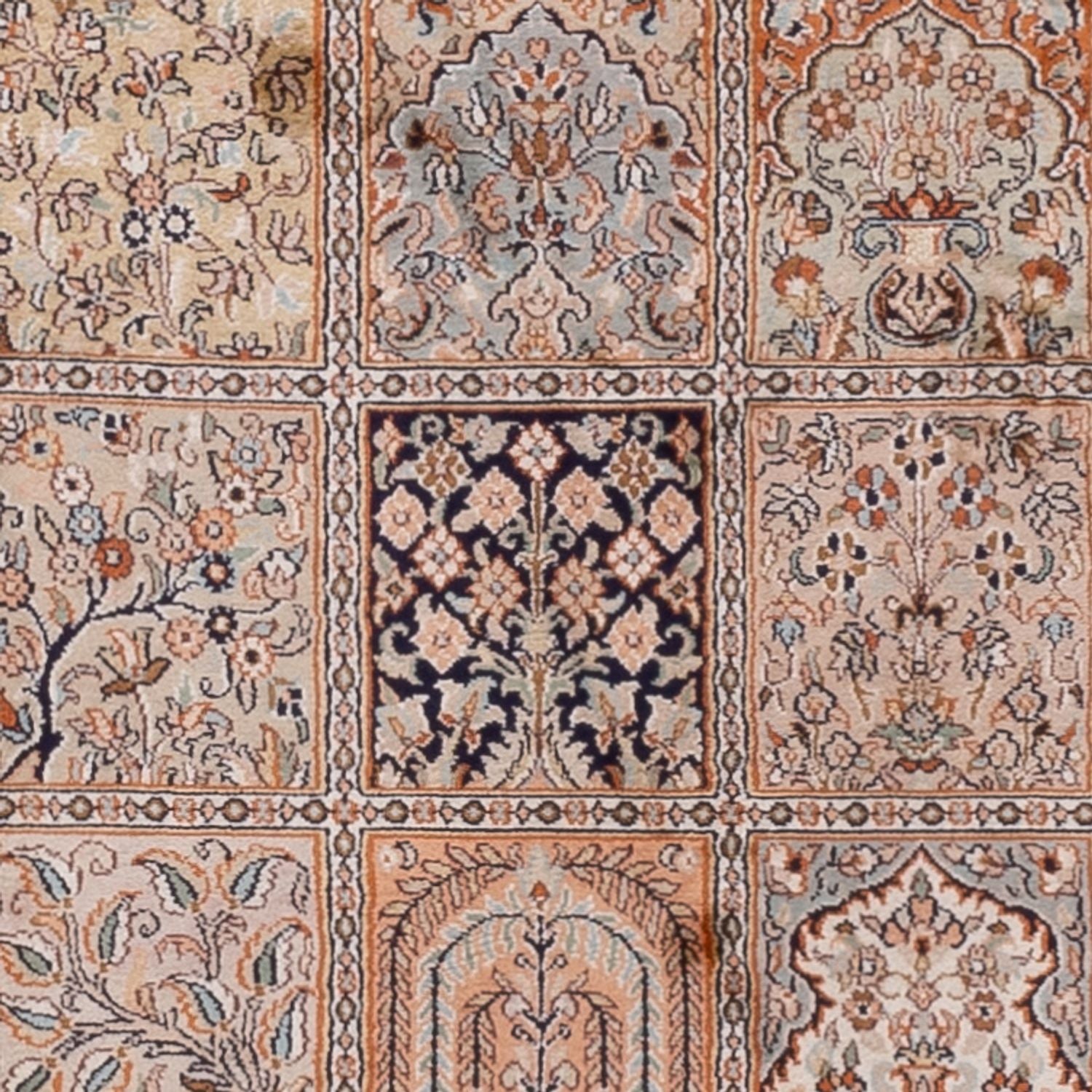 Alfombra de pasillo Alfombra de seda - Seda de Cachemira - 307 x 81 cm - beige oscuro