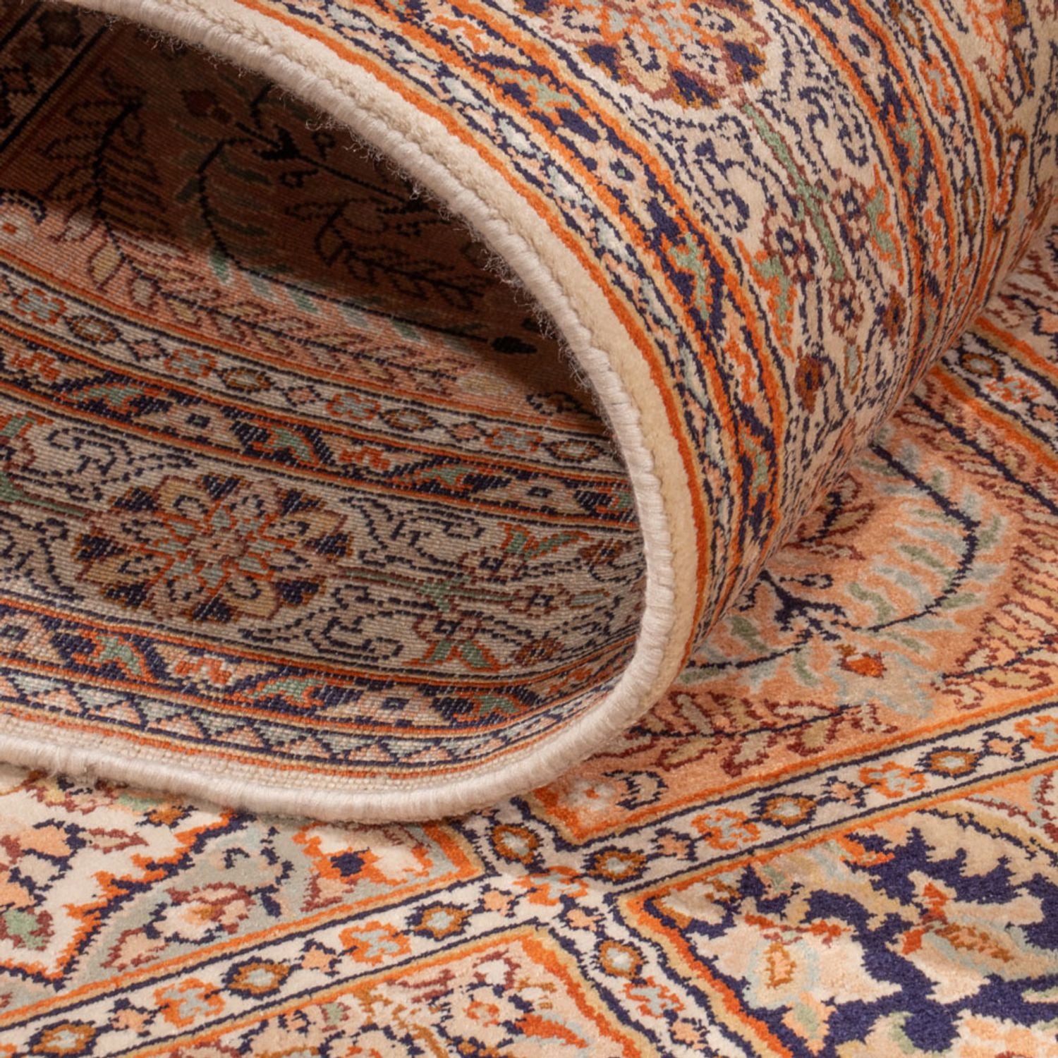 Alfombra de pasillo Alfombra de seda - Seda de Cachemira - 307 x 81 cm - beige oscuro
