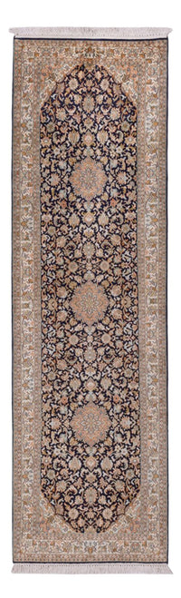 Alfombra de pasillo Alfombra de seda - Seda de Cachemira - 264 x 76 cm - beige oscuro