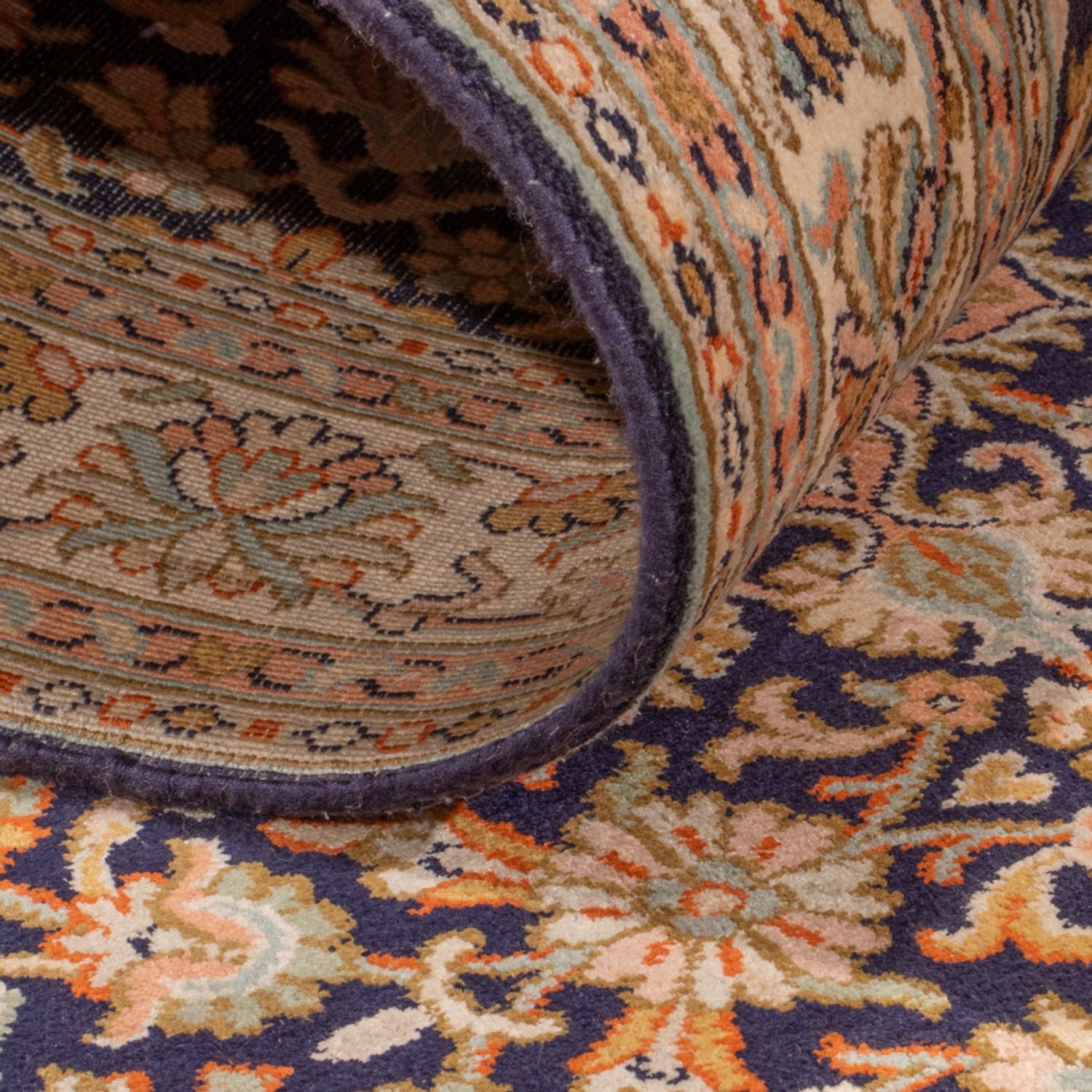Alfombra de pasillo Alfombra de seda - Seda de Cachemira - 264 x 76 cm - beige oscuro
