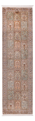 Alfombra de pasillo Alfombra de seda - Seda de Cachemira - 285 x 80 cm - beige oscuro
