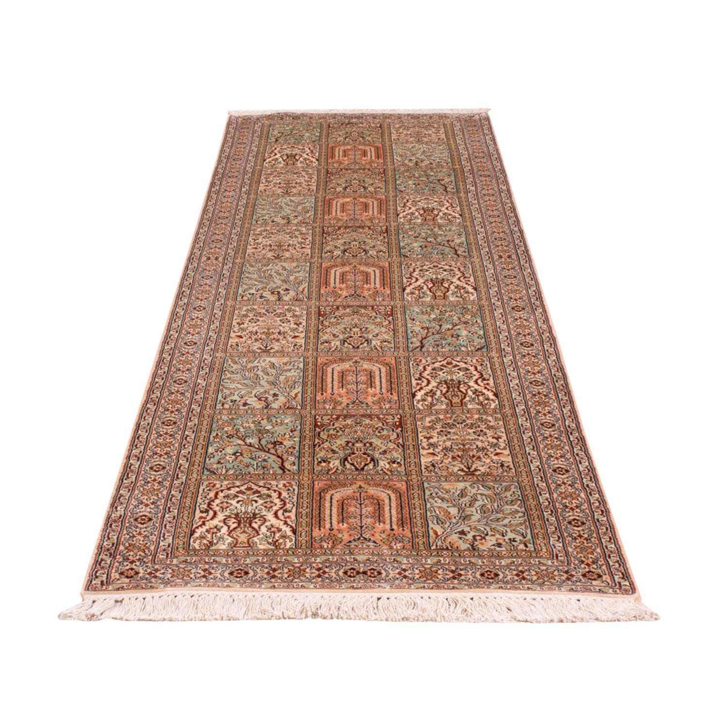Alfombra de pasillo Alfombra de seda - Seda de Cachemira - 285 x 80 cm - beige oscuro