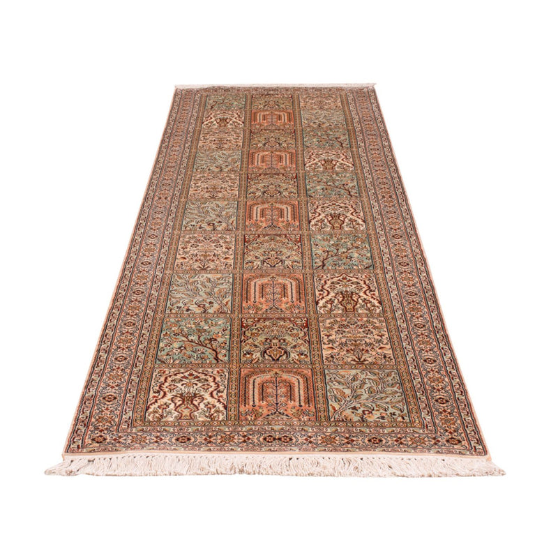 Alfombra de pasillo Alfombra de seda - Seda de Cachemira - 285 x 80 cm - beige oscuro