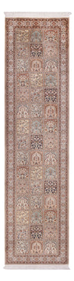 Alfombra de pasillo Alfombra de seda - Seda de Cachemira - 298 x 77 cm - beige oscuro