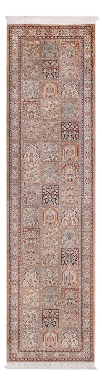 Alfombra de pasillo Alfombra de seda - Seda de Cachemira - 298 x 77 cm - beige oscuro